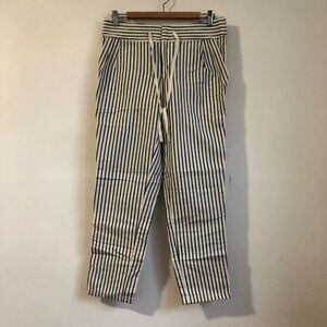 Lord & Taylor 100% Cotton Blue & White Striped Seersucker Cropped Pants Womens 8